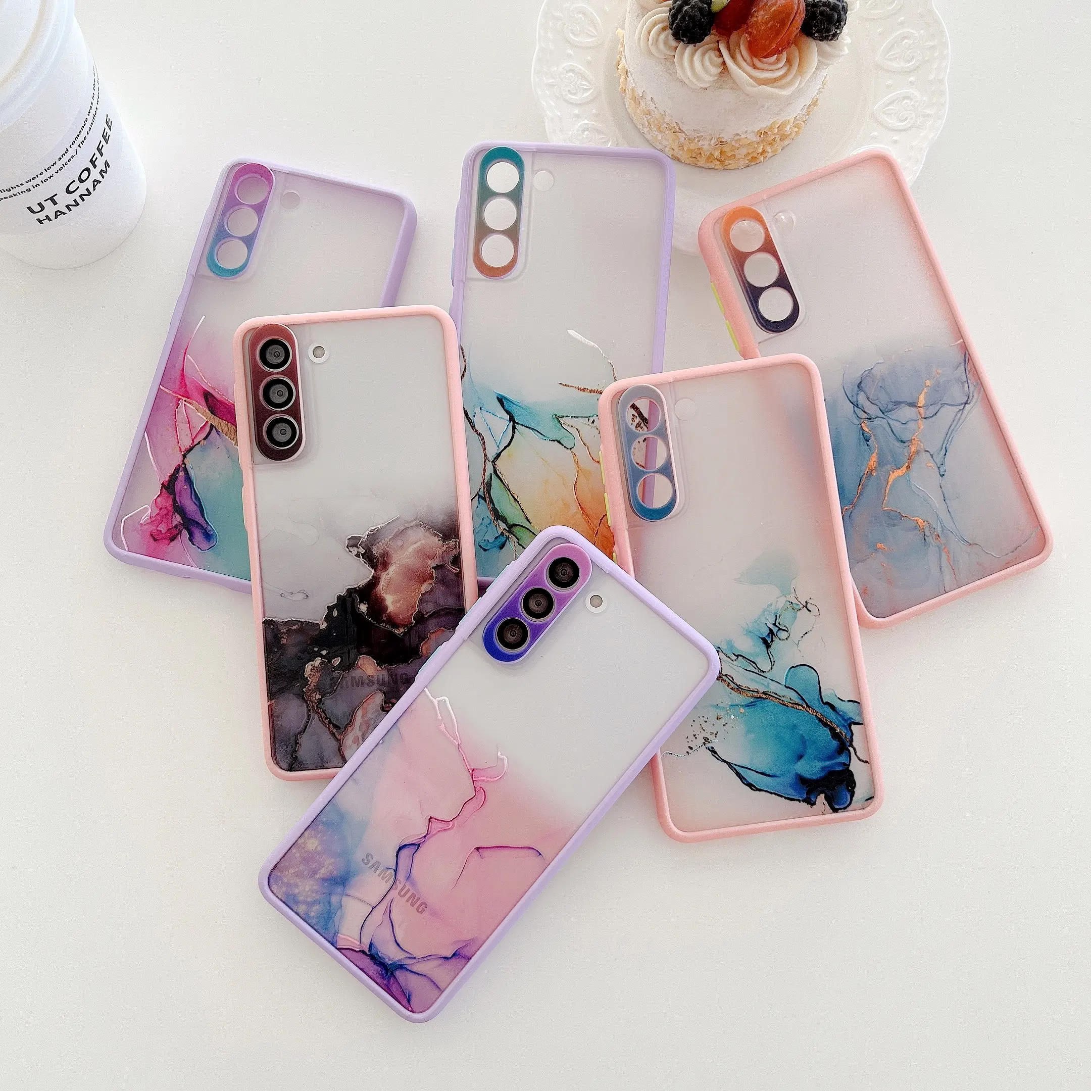 Marble Flower Case For Samsung Galaxy A40 A50 A70 A51 A71 A12 A52 A72 Back Cover Soft Silicone Phone Cases Coque Shell