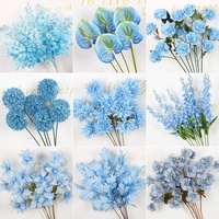 Mur floral artificiel en soie pour mariage, toile de fond florale artificielle pour événements, fêtes et photos, fleurs artificielles bleues
