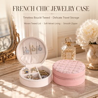 Étui à bijoux en cuir miniature personnalisé avec logo, résistant à l'eau, organisateur rond pour bagues, boucles d'oreilles et colliers