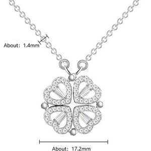 Joyería de moda personalizada de cobre, amistad de San Valentín, imán de diamante, corazón, trébol de cuatro hojas, collar - Product Image 6