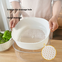Moderne keuken vergiet kom pasta zeef plastic fruit & groente wasmand met dubbele laag afwateringsdeksels