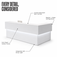 Bureau de réception en forme de L de luxe en MDF pour hôpital, restaurant, hôtel, salon