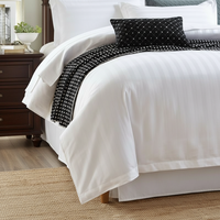 Ensemble de linge de lit d'hôtel Queen Size 3 cm à rayures 250TC, drap et taie d'oreiller 100% coton