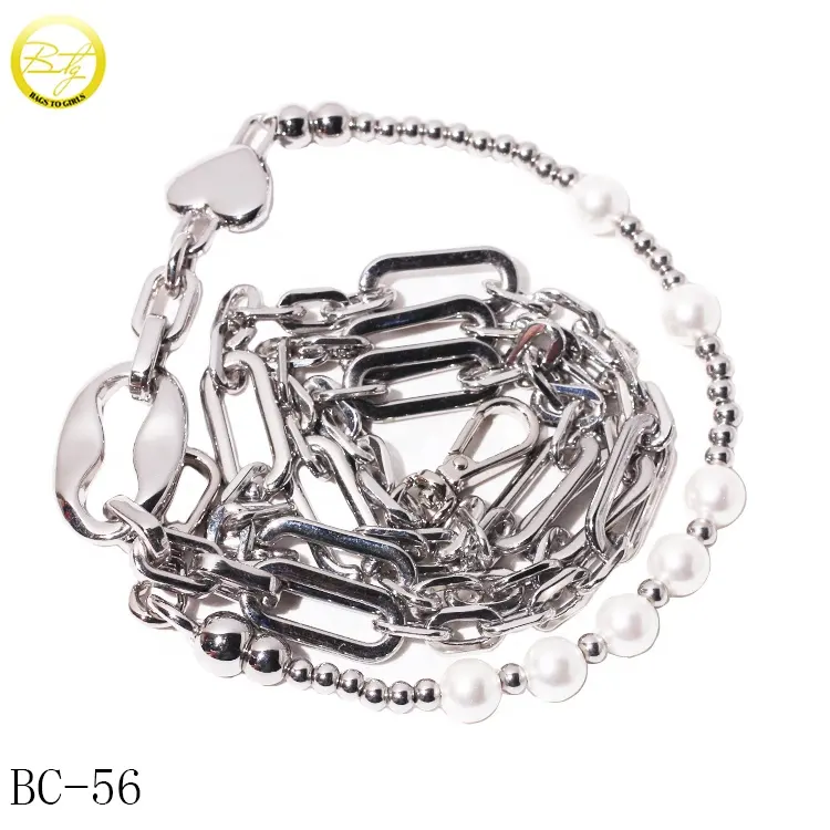 Venta al por mayor bolsos perla bordillo enlace cadena exquisito mini bolsos cadena ajuste cadena larga accesorio de metal para monedero