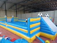 Vente flash : Terrain de football gonflable géant en PVC de 15 m * 7 m, terrain de soccer gonflable extérieur pour enfants