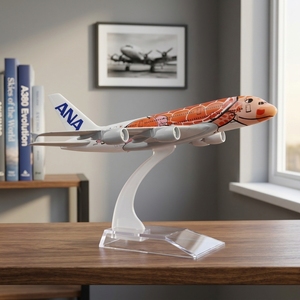 Modèle d'avion en métal FedEx Airbus A380 de 16 cm avec support de présentation transparent pour collection - Product Image 2