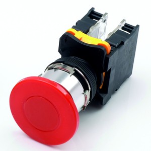 Interrupteur d'arrêt d'urgence en plastique à bouton poussoir tête de champignon rouge, momentané NO/NC, 22 mm - Product Image 3