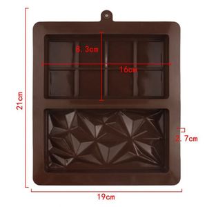 Moule en silicone écologique pour chocolat et glaçons, motif gaufré 8 grilles en forme de losange, grande taille, OEM/ODM - Product Image 2