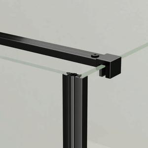 Puerta Corredera de <span class=keywords><strong>Ducha</strong></span> con Marco de Aluminio Negro y Vidrio Templado, con <span class=keywords><strong>Ruedas</strong></span> Inferiores, para Baño - Product Image 3