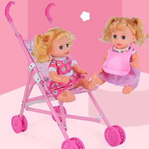 Poussette de poupée jouet avec yeux 3D, chariot à main, fonction d'eau potable et sonore, clignotant, cadeau pour la Fête des Enfants - Product Image 1