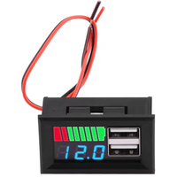 Voltímetro Digital, Probador de Capacidad de Voltaje USB de 12V, 3S, 11,1 V-12,6 V, Medidor de Batería de Plomo y Ácido de Iones de Litio, Probador Dual de Capacidad de Batería USB