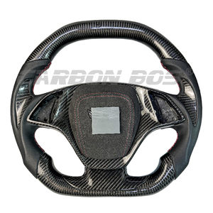Volant de voiture en cuir plat noir et fibre de carbone pour <span class=keywords><strong>Chevrolet</strong></span> XL <span class=keywords><strong>Corvette</strong></span> C5 C6 <span class=keywords><strong>C7</strong></span> C8 Camaro 5th 6th 7th - Product Image 2