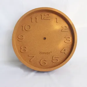 Wood Wall Clock Made Of Cork Large Round Cork Wall Clock Battery Operated Silent Quartz Movement