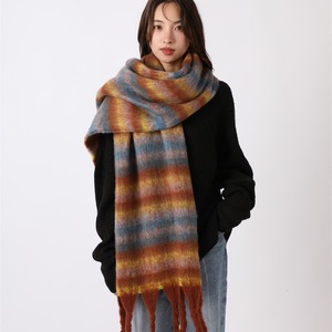 Sciarpa Invernale da Donna Oversize in Acrilico Spesso e Morbido, con Frange e Nappe, Stile <span class=keywords><strong>Plaid</strong></span>, Ideale per l'Autunno - Product Image 2