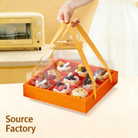 Boîte à gâteau jetable en PET transparent recyclable avec poignée, tailles personnalisables pour nouilles, sushis, chewing-gums et cadeaux de fête
