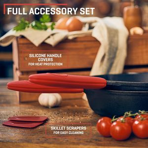 Non-Stick Enamel Coated Cast Iron <strong>Paella</strong> <strong>Pan</strong> &amp; Seafood Frying <strong>Pan</strong> with Protective Handle Pre-<strong>Seasoned</strong> for Gas and Induction - Product Image 4