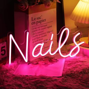 Nails LED Neon <b>Light</b> Sign Pink Steady Glow Desk Wall Decor For Beauty Salon Office Studio - Product Image 1