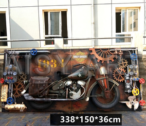 Viento Industrial <span class=keywords><strong>Harley</strong></span> Indian motocicleta Modelo 1:1 tridimensional 3D estaño pared decoración Bar restaurante Metal pintura - Product Image 2