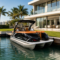 Bateau ponton de luxe confortable et durable pour la pêche sportive, grande capacité, sièges de luxe, système audio pour les excursions en groupe et les rassemblements
