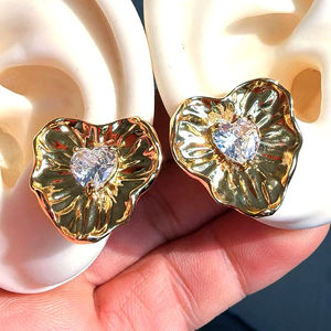 Aretes de Moda CH-LHE1349 con Circonitas Rosadas y Baño de Oro, Aretes de Águila con Baño de Oro, Aretes de Águila con Circonitas al por Mayor - Product Image 2