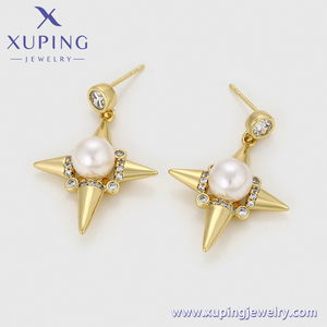 X000904669 Fabricantes de joyería Pendientes de perlas de circón artificial Estilo de estrella Pendientes de joyería chapados en oro de moda - Product Image 4