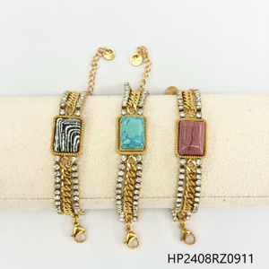 Bracciale in acciaio inox da donna regolabile in oro catena di gioielli di moda braccialetto con classico religioso alla moda tra cui perla - Product Image 1