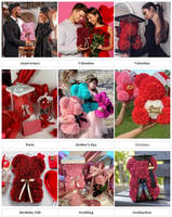 Regalo de flor de Rosa artificial Oso de rosa de peluche Regalos para mujeres Boda de San Valentín Día DE LA MADRE Aniversario PE Oso de peluche de espuma de rosa