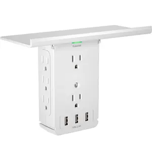 Wall Outlet Extender USB 3A Surge Protection 8 Pin Wall Socket Usb With Usb Charger Shelf