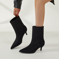 Bottes mi-mollet à bout pointu pour femme GMM003, semelle PU TPU, talon chaton, style minimaliste, bottes habillées noires et marron
