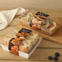 MOQ 100 ensembles – Boîte à gâteau rectangulaire jetable en carton et plastique PET avec couvercle dôme pour pâtisserie
