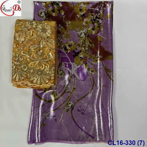 Tissu en soie pure Lisami multicolore 2+5 yards, en mousseline de soie métallisée, doux et luxueux, style soudanais Frasawei Dirac Garbasar Maqmal Toob - Product Image 2