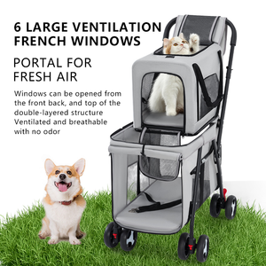 Carrito para Perros y Gatos, Metálico, Impermeable, Ajustable, Cómodo, Ligero, Plegable, de 4 Ruedas, Lavable, para Caminar y Trotar - Product Image 6