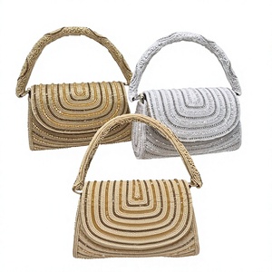 Fashion Women's Embroidered <b>Mirror</b> Mosaic Clutch Bag Handmade Wedding Bridal Party Sling Purse <b>with</b> Metal Chain - Product Image 1
