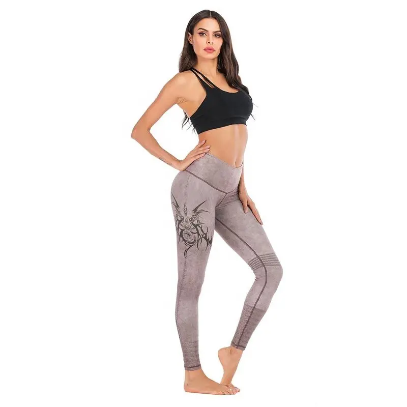 El más nuevo de talle alto entrenamiento legging reciclado spandex medias de las mujeres, pantalones de yoga