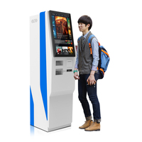 Terminal de paiement en libre-service Usingwin 23,6 pouces 4K à écran tactile incurvé en métal et verre sur pied, avec fonction SDK Intel Core i5
