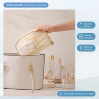 Sac de Maquillage en Maille en Gros, Trousse de Voyage à Grande Ouverture, Personnalisable avec Logo, Portable pour Femmes et Filles, Porte-Pinceaux et Accessoires de Toilette