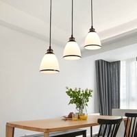 Lustre LED en fer et verre de style rustique américain, finition noire, design personnalisé à trois têtes pour salle à manger, éclairage de restaurant