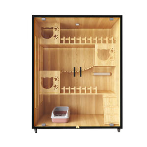 บ้านแมวไม้หลายชั้นในร่ม พร้อมคุณสมบัติระบายอากาศ กันน้ำ และให้ความอบอุ่น ดีไซน์สวยงามสำหรับทุกฤดูกาล ใช้ในบ้าน - Product Image 1