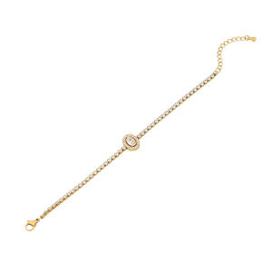 Bracelet tennis romantique en acier inoxydable plaqué zircon pour femme YWJW, design cœur, bijou cadeau B528 - Product Image 5