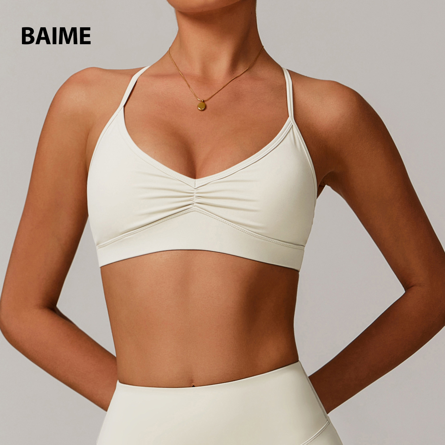 V-Neck Women's Fitness Sportswear Comfortable Sports Bra Sets Cross-Back Design Impact Yoga Bra