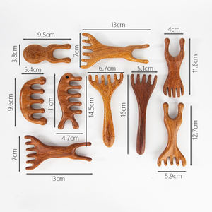 Masajeador de cuero cabelludo de cabeza Natural multifuncional Guasha relajación madera mano acupresión cuerpo raspado masaje herramienta peine - Product Image 2