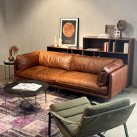 Italienisches Einfaches Kunst Einzelsofa, Gerade Reihe, Quadratische Echtholz Möbel, Schwamm, Minimalistisches Wohnzimmer Apartment