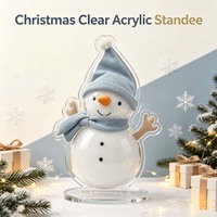 Porte-clés personnalisé en acrylique, décoration de table de Noël, ornement de bureau transparent imprimé sur mesure, motif de dessin animé lumineux