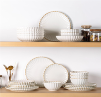 Vaisselle personnalisée écologique, tendance, en porcelaine émaillée, moderne, durable, sans BPA, de qualité alimentaire, compatible micro-ondes, 8/12/16/24 pièces