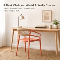 Fauteuil en plastique PP avec dossier tressé pour la maison, le bureau, le coin lecture, la chambre à coucher, chaise d'appoint