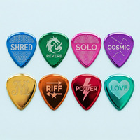 Support magnétique en acier inoxydable, laiton et aluminium, gravé au laser, avec logo personnalisé, accessoire OEM pour étui de plectres de guitare, vente en gros