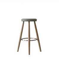 Tabouret de bar moderne en bois massif nordique et cuir véritable pour salle à manger et salon