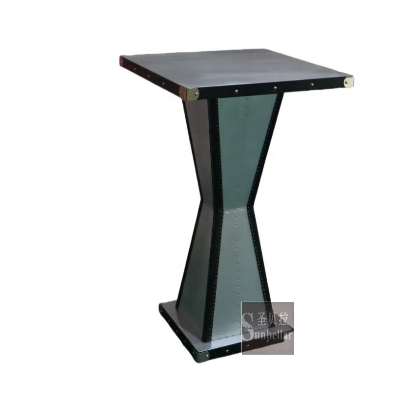 Kustom furnitur industri penerbangan bar meja Aluminium metal top buatan tangan high bar table untuk rumah klub minuman bar counter