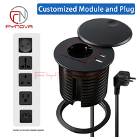 Nouvelle multiprise industrielle ABS 80 mm conforme aux normes européennes, chargeur USB intelligent pour bureau, prise de table ronde pour bureau du personnel