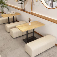Banc de table à manger à cadre en bois au design moderne avec coussin épais pour restaurant, bar, hôtel ou centre commercial